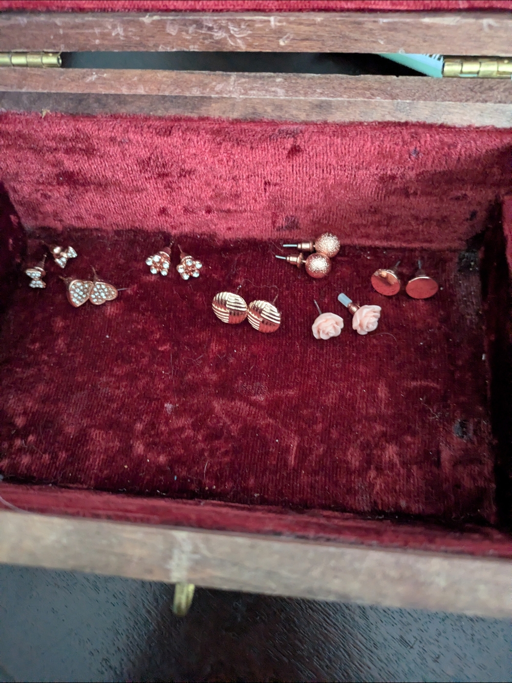 Earrings Lot - Seven Pairs Of Rose Gold Studs